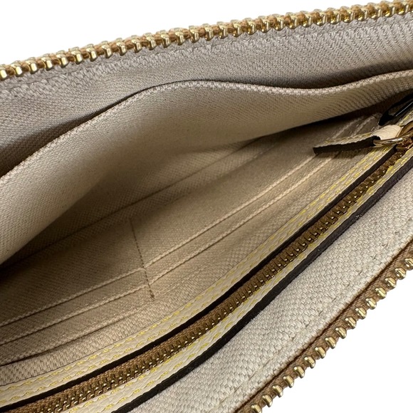 Dooney & Bourke Pebble Grain Large Wristlet Ivory Brown Leather - Picture 9 of 11